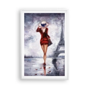 Plagát v bielom ráme - Parížske symboly - 61x91 cm