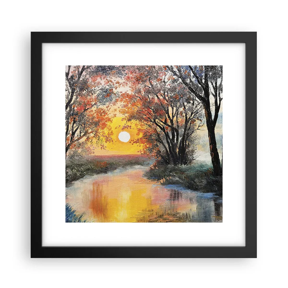 Plagát v čiernom ráme - Jesenný nádych - 30x30 cm