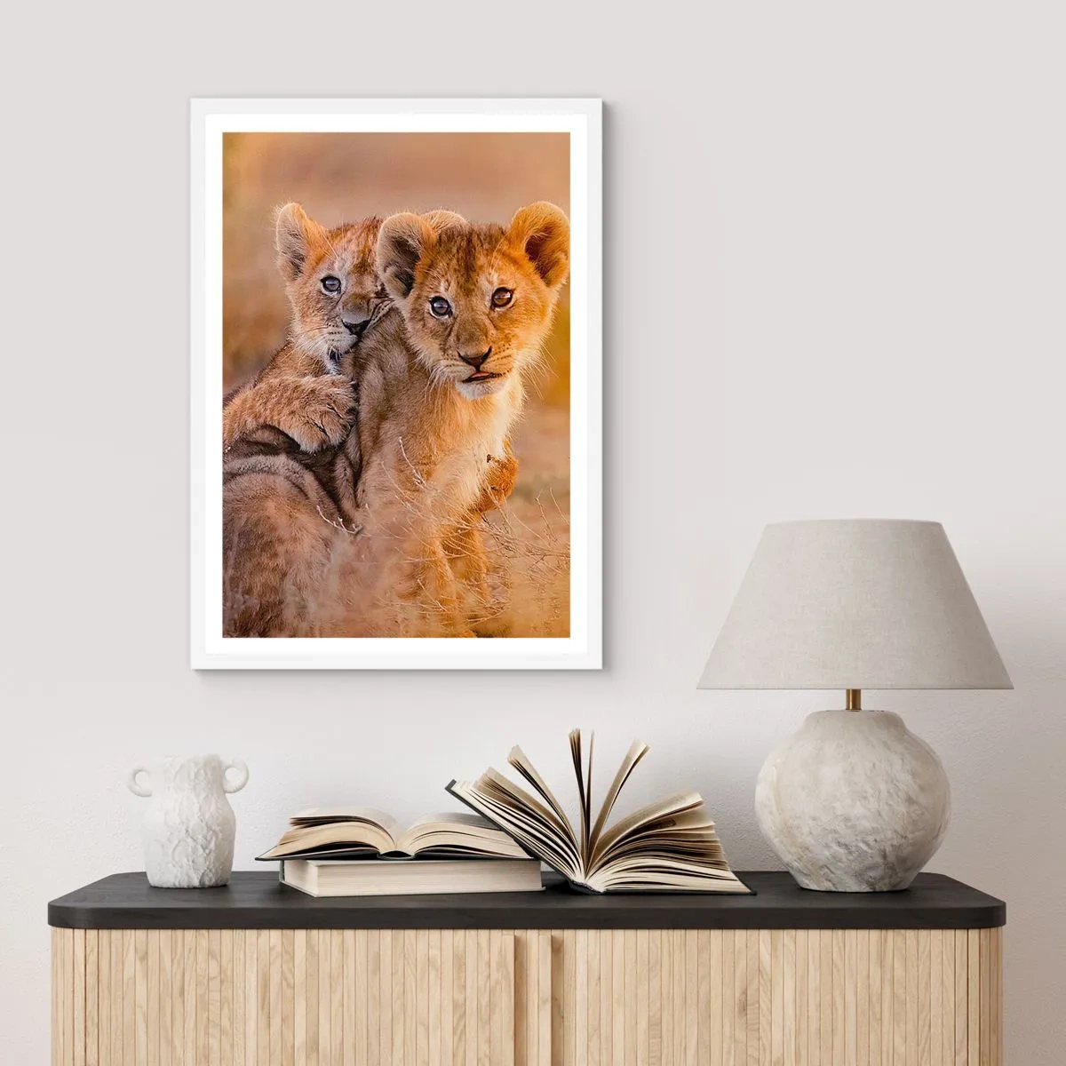 Plagát v bielom ráme - Nevyrušovať! Hrajme sa - 30x40 cm