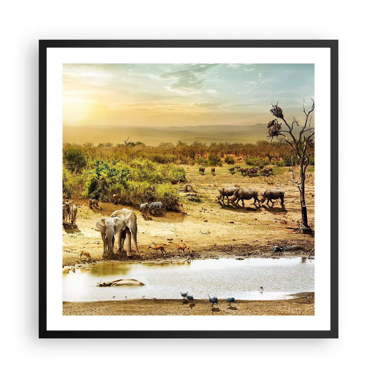 Plagát v čiernom ráme - „Z raja opäť pramenila rieka…“ - 60x60 cm