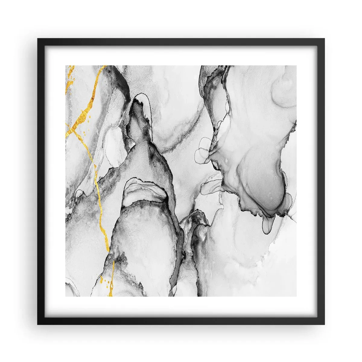 Plagát v čiernom ráme - Kompozícia so zlatým motívom - 50x50 cm