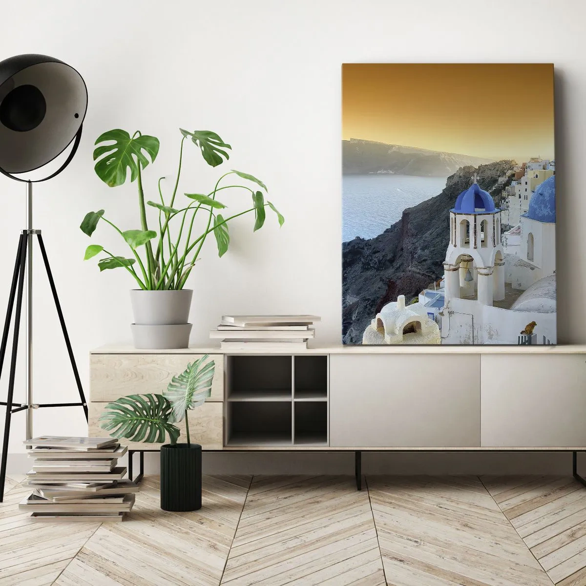Obraz na plátne - Santorini - v náruči skál - 50x70 cm