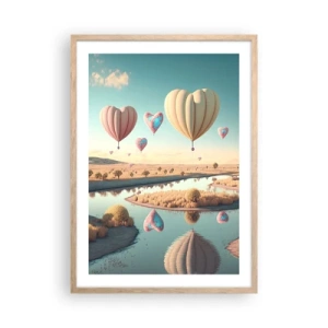 Plagát v ráme zo svetlého duba - Láska ťa nechá vzlietnuť - 50x70 cm