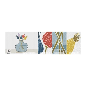 Vzorka samolepiacej fototapety Deluxe Sticker - Makové kvety - Kvety, Váza, Minimalizmus - 100x30 cm