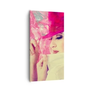 Obraz na plátne - Retro portrét v ružovej hmle - 65x120 cm