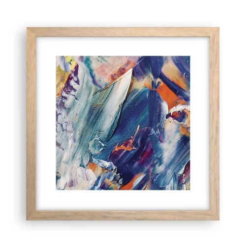 Plagát v ráme zo svetlého duba - Chaos farieb - 30x30 cm