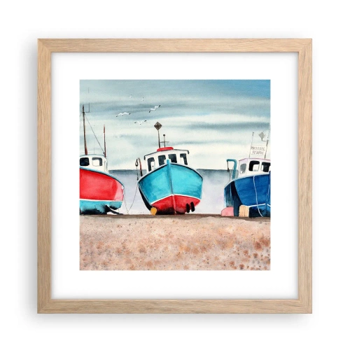 Plagát v ráme zo svetlého duba - Pripravené na úlovok - 30x30 cm