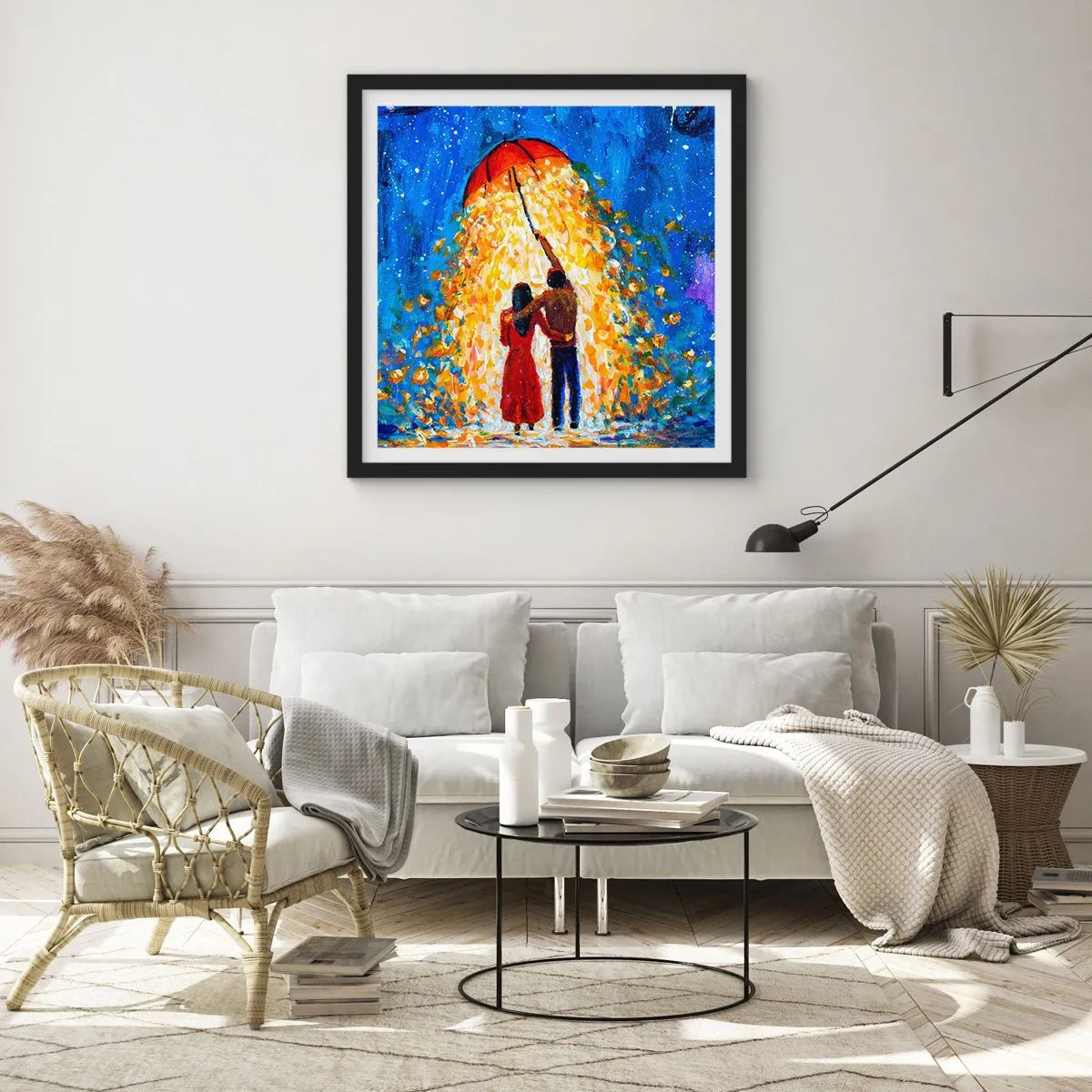 Plagát v čiernom ráme - Mágia daždivého večera? - 30x30 cm