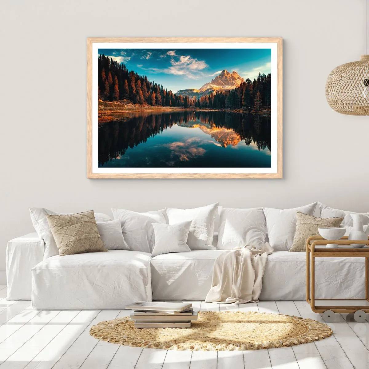 Plagát v ráme zo svetlého duba - Dvojitá krajina - 100x70 cm