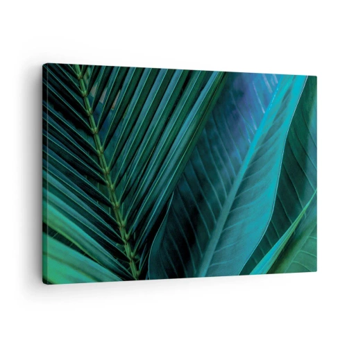 Obraz na plátne - Detailný záber tropických zelených listov - 70x50cm - Anatómia zelene - Moderná nástenná dekorácia do obývacej izby a spálne ARTTOR