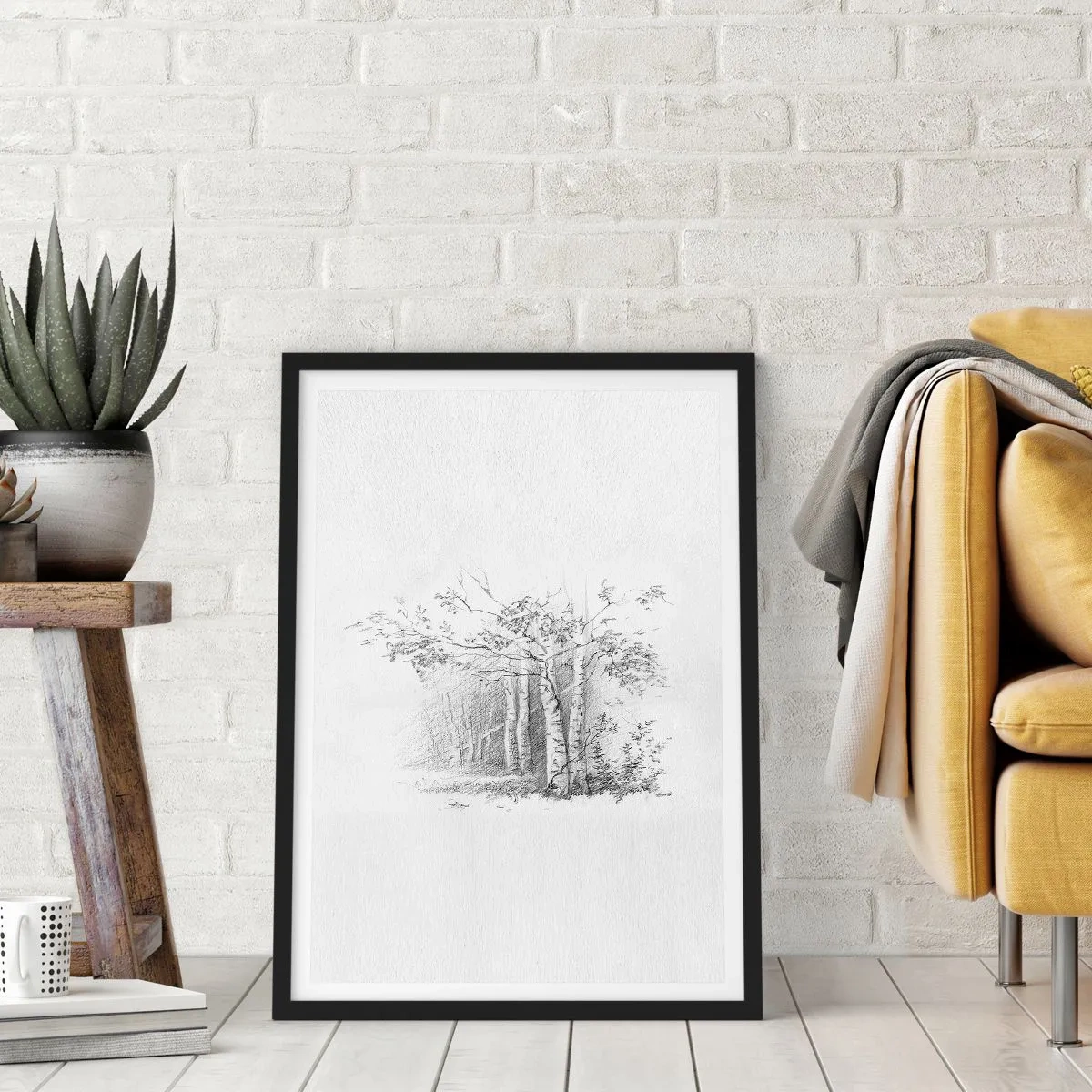 Plagát v čiernom ráme - Svetlo brezového lesa - 40x50 cm