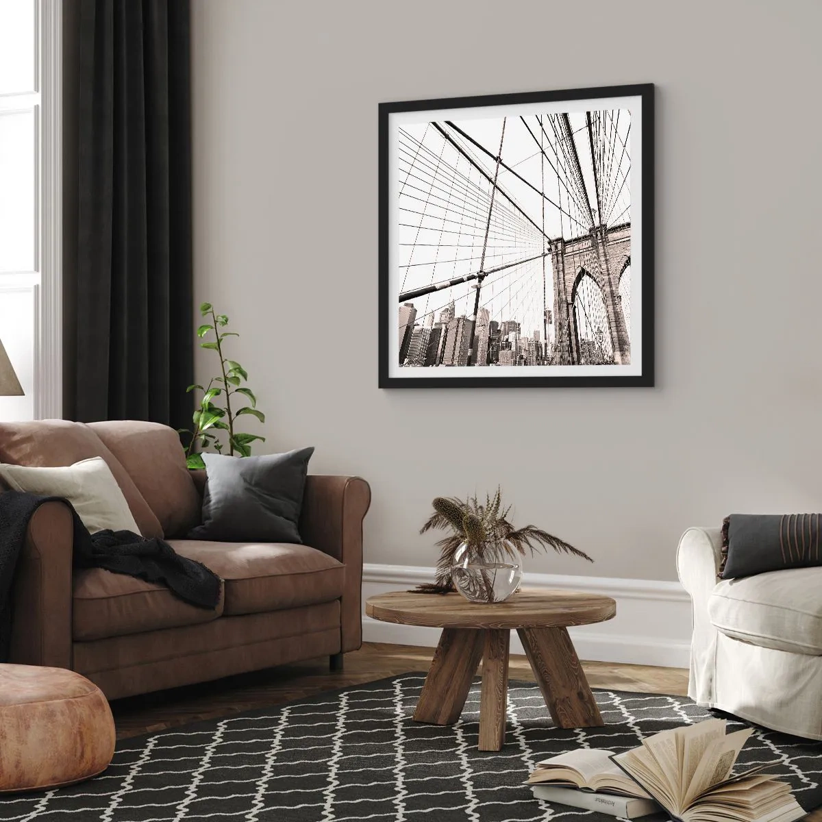 Plagát v čiernom ráme - Newyorská katedrála - 60x60 cm