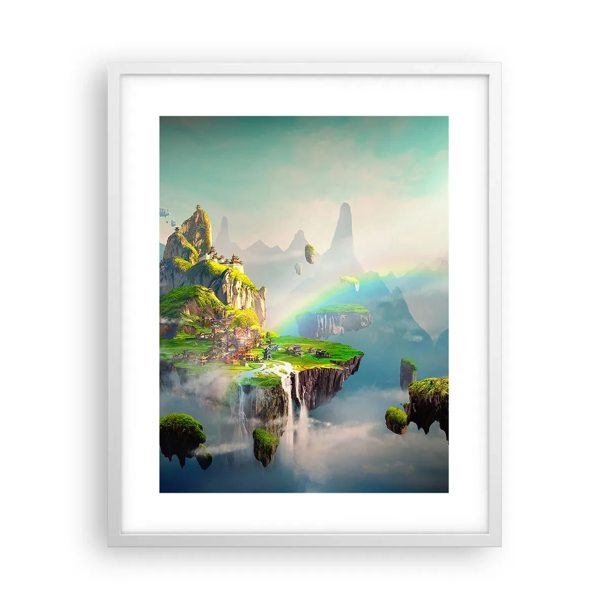 Plagát v bielom ráme - Uprostred neba - šťastné ostrovy - 40x50 cm