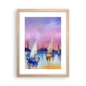 Plagát v ráme zo svetlého duba - Smer: široká voda - 30x40 cm