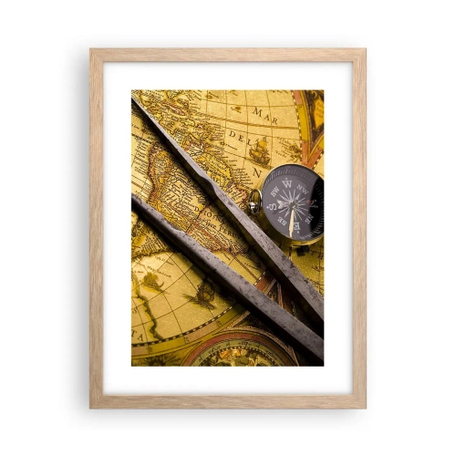 Plagát v ráme zo svetlého duba - Kde sú tie poklady? - 30x40 cm