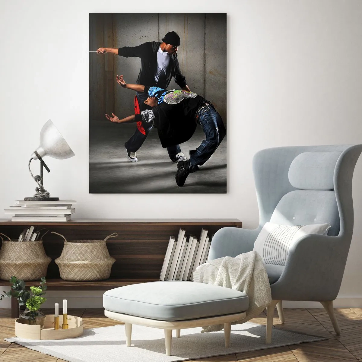 Obraz na skle - Tancujúci s pouličným vetrom - 50x70 cm