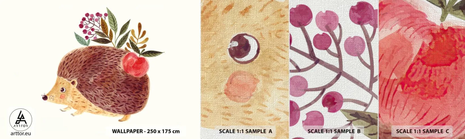 Vzorka fototapety Premium Canvas - A už ma máš rád - ježko, Pre deti, Detská izba - 100x30 cm