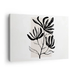 Obraz na plátne - Minimalistický čiernobiely kvetinový motív - 70x50cm - Náčrtok pre herbár - Moderná nástenná dekorácia do obývacej izby a spálne ARTTOR