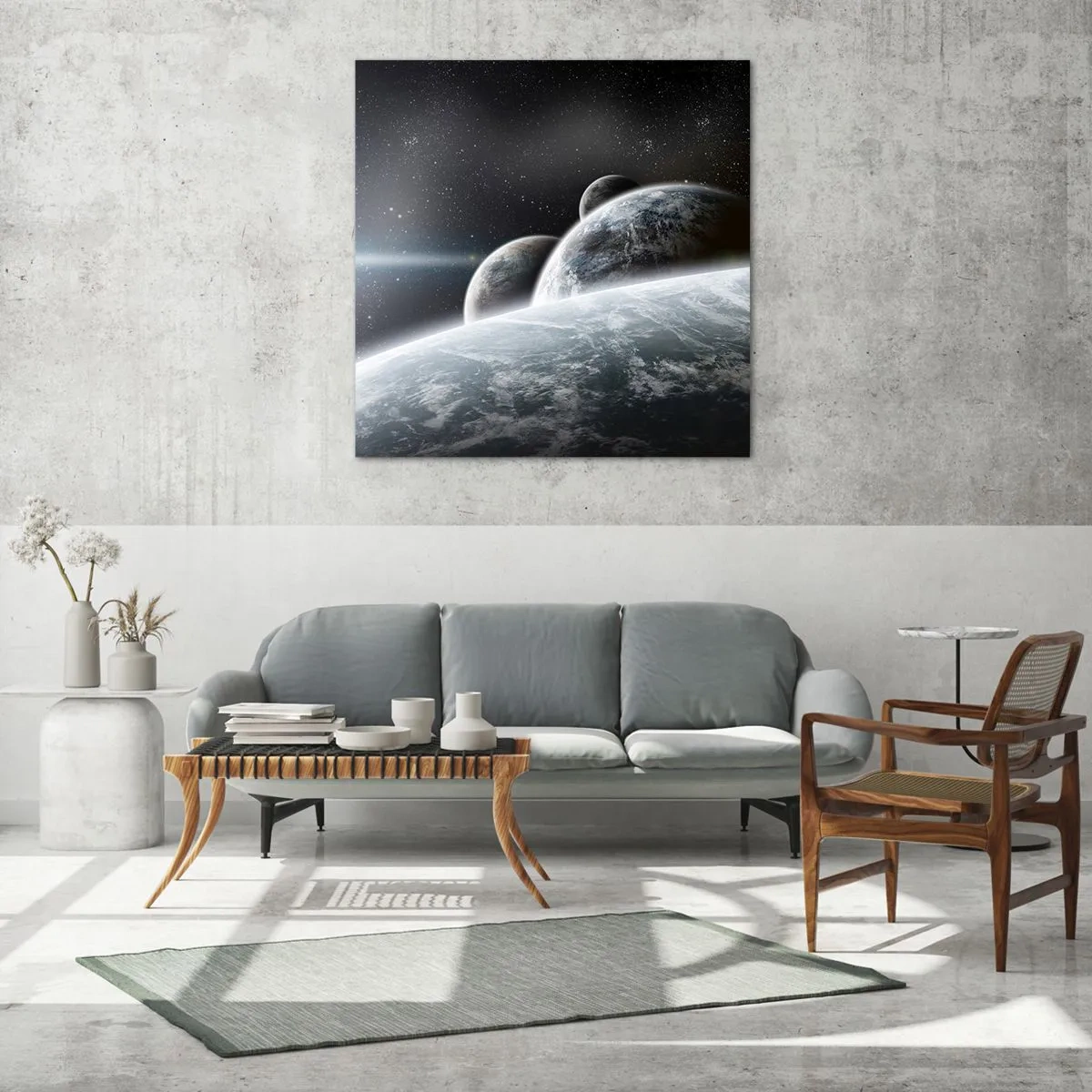 Obraz na skle - Vesmírna hudba sfér - 70x70 cm