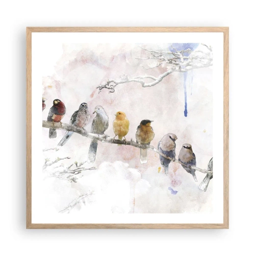 Plagát v ráme zo svetlého duba - Okrídlené stretnutie - 60x60 cm