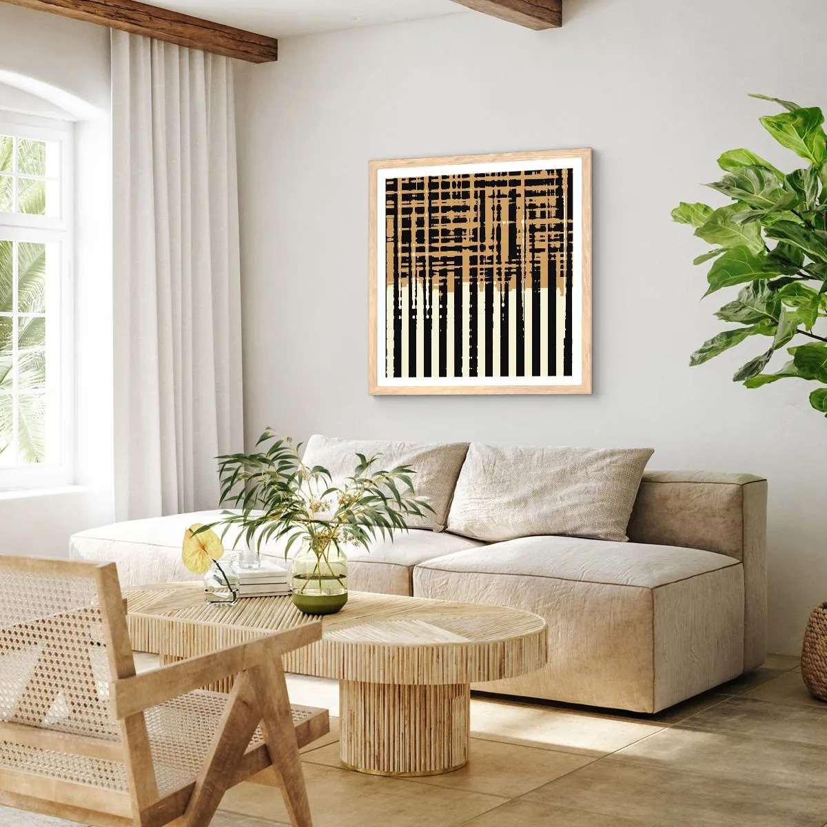 Plagát v ráme zo svetlého duba - Architektonická abstrakcia - 60x60 cm