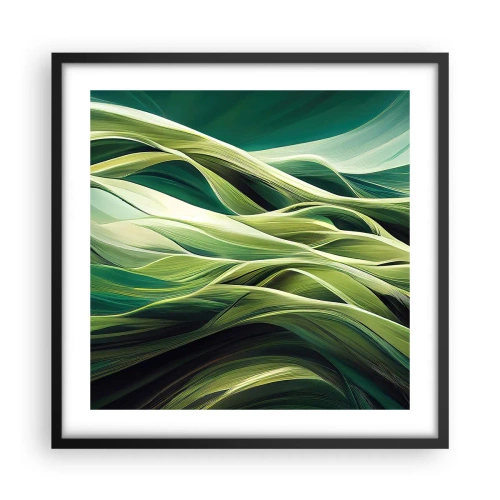 Plagát v čiernom ráme - Abstraktná hra na zelenú - 50x50 cm