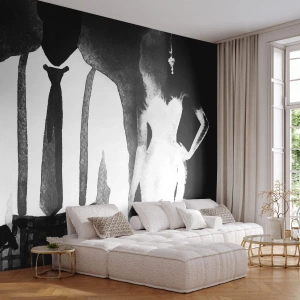Fototapeta Premium Canvas - V štýle noir - Abstrakcia, Žena a muž, Móda - 450x315 cm