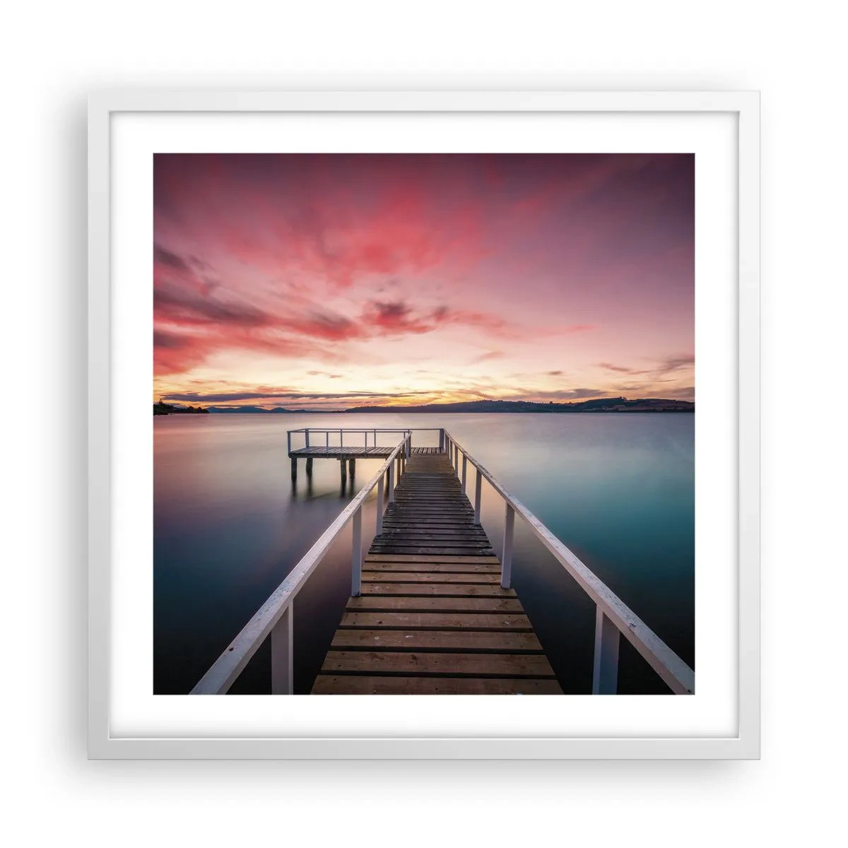 Plagát v bielom ráme - Jemný plameň večera - 50x50 cm