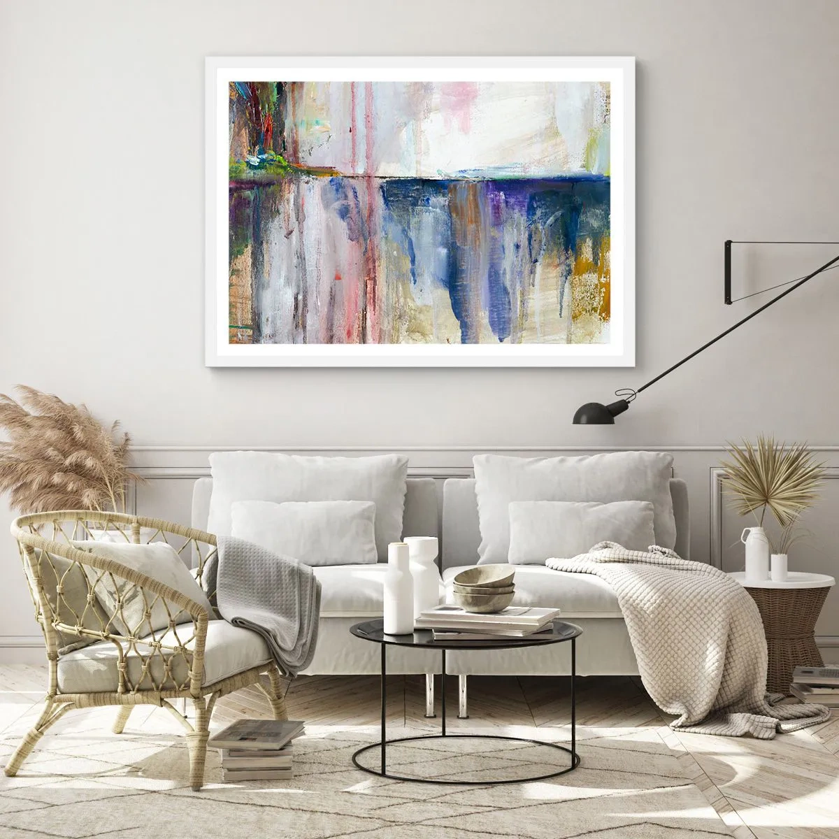 Plagát v bielom ráme - Farebné dojmy a asociácie - 100x70 cm