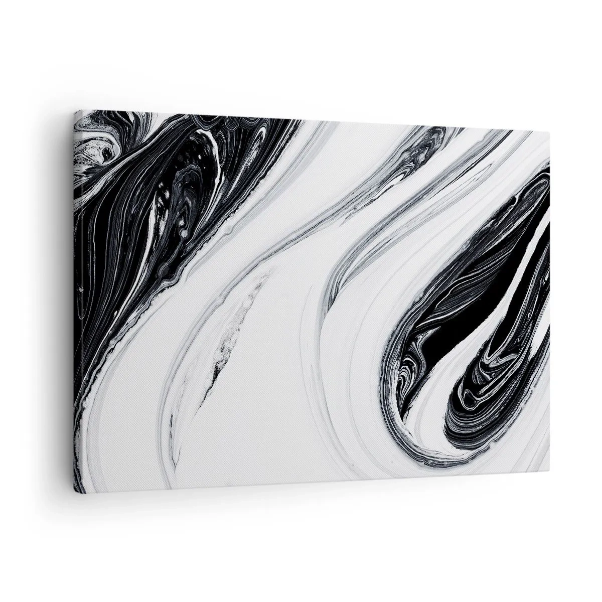 Obraz na plátne - Čiernobiela abstrakcia s dynamickými čiarami a vírmi - 70x50cm - Spojenie protikladov - Moderná nástenná dekorácia do obývacej izby a spálne ARTTOR
