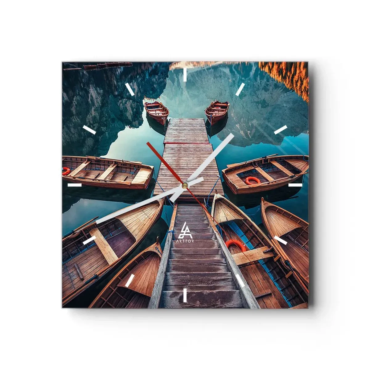 Nástenné hodiny - Čakám v prístave - 40x40 cm