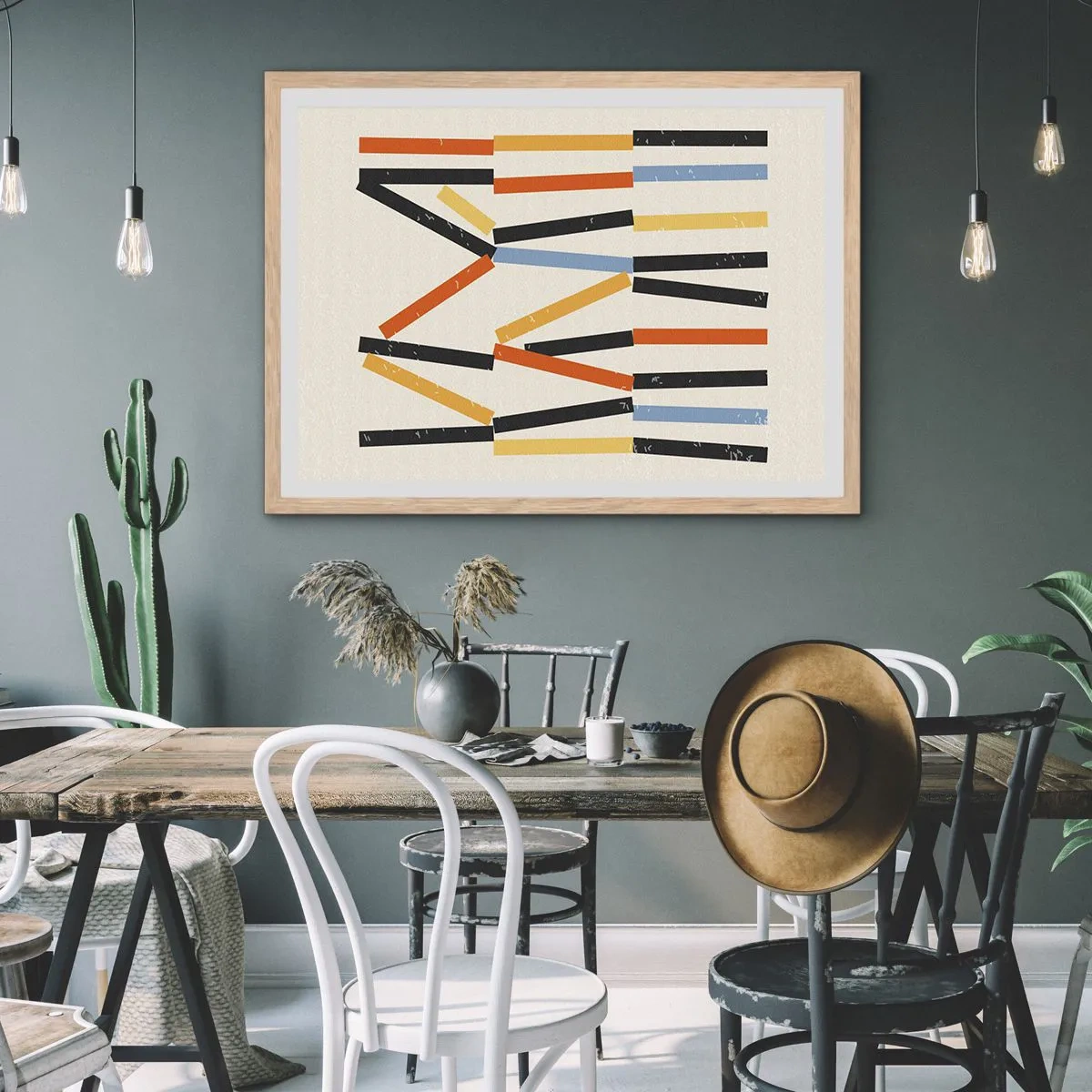 Plagát v ráme zo svetlého duba - Kompozícia na úrovni - 100x70 cm