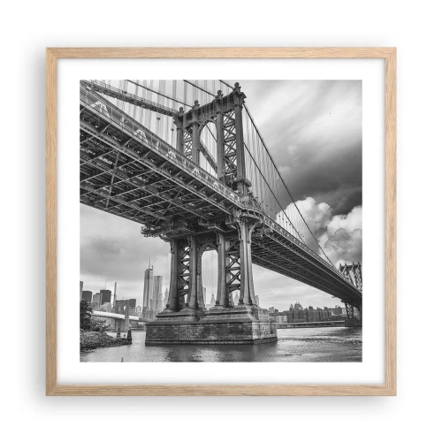 Plagát v ráme zo svetlého duba - Do srdca mesta - 50x50 cm