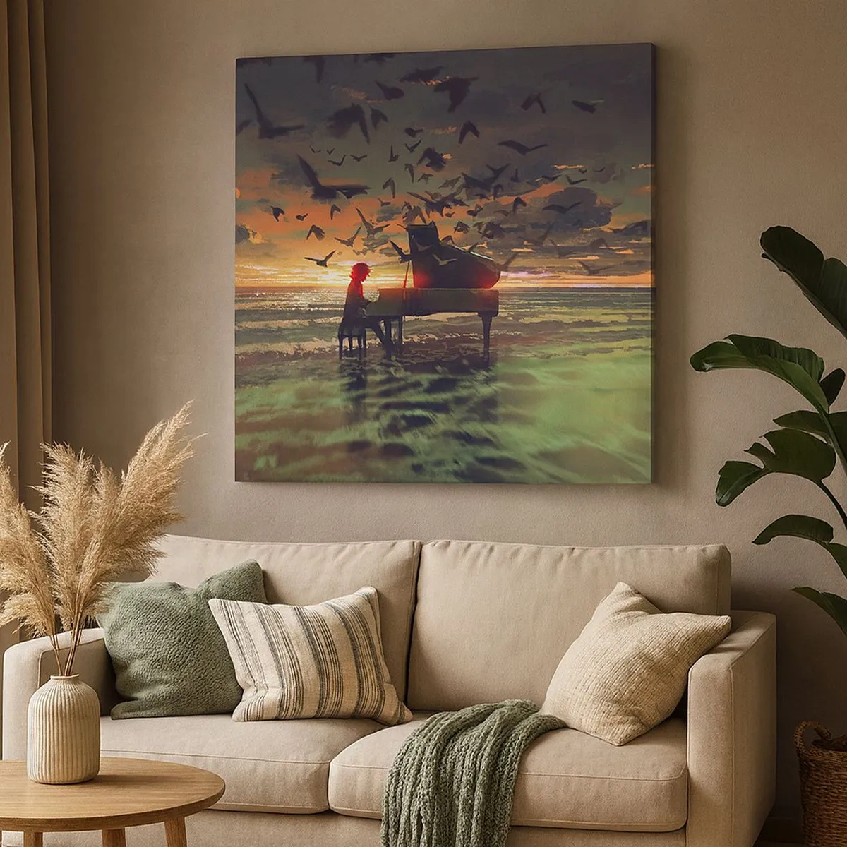 Obraz na plátne - Koncert na piano a vlny - 30x30 cm