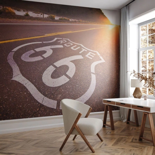 Fototapeta Standard Eco - Cesta 66 pri západe slnka - 100x70cm - Slávna cesta 66 - Moderná nástenná dekorácia do obývacej izby a spálne ARTTOR
