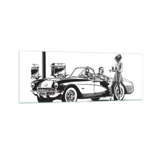 Obraz na skle - 60. - bezstarostná Amerika - 140x50 cm