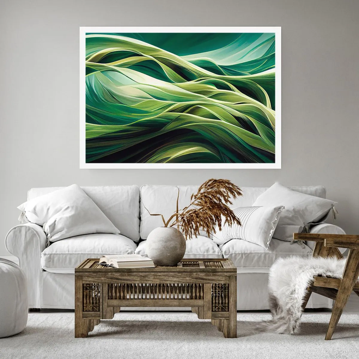 Plagát - Abstraktná hra na zelenú - 100x70 cm