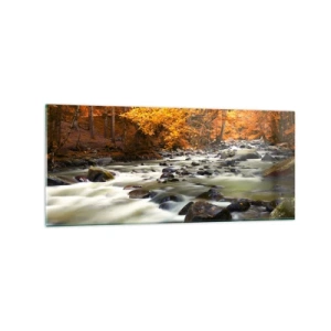Obraz na skle - Potok v zlatom lese - 120x50 cm