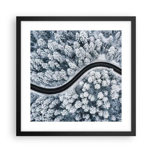 Plagát v čiernom ráme - Zimným lesom - 40x40 cm