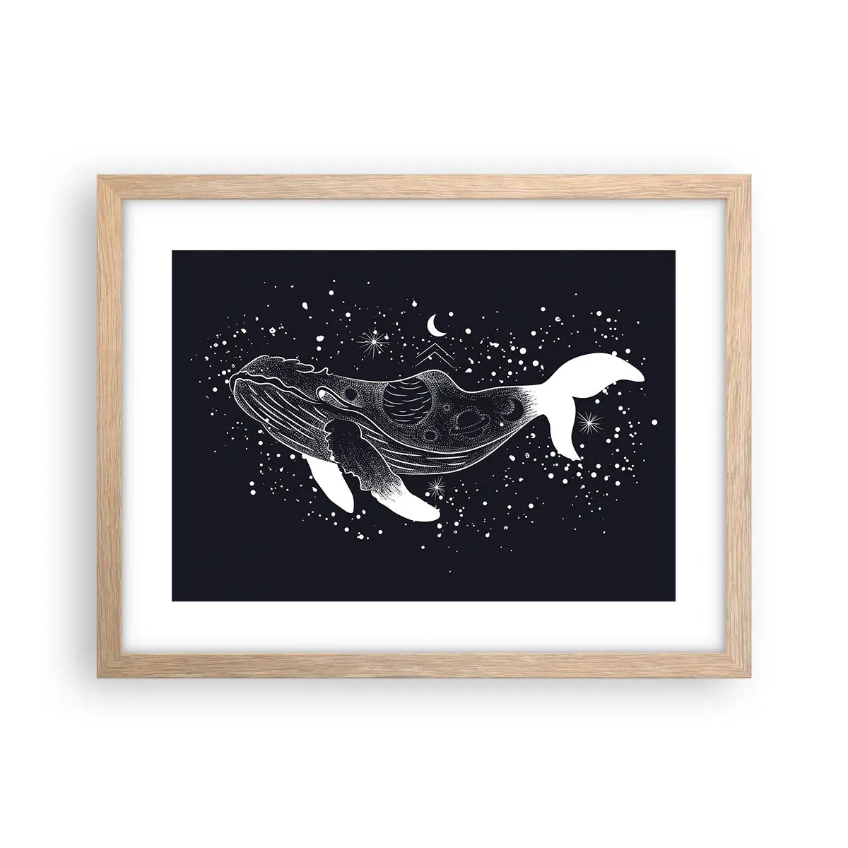 Plagát v ráme zo svetlého duba - V oceáne vesmíru - 40x30 cm