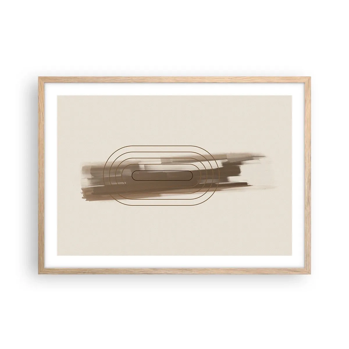 Plagát v ráme zo svetlého duba - Závan šedej - 70x50 cm