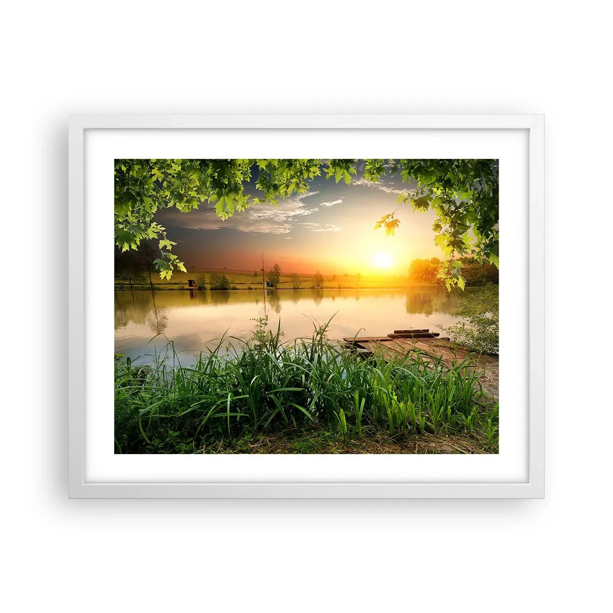 Plagát v bielom ráme - Krajina v zelenom ráme - 50x40 cm