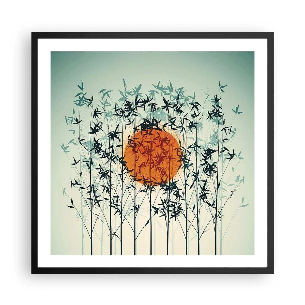Plagát v čiernom ráme - Japonské slnko - 60x60 cm