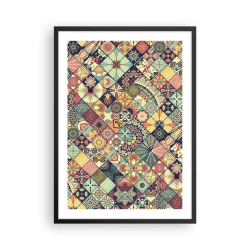 Plagát v čiernom ráme - Farebný mozaikový vzor - 50x70cm - Marocká vízia - Moderná nástenná dekorácia do obývacej izby a spálne ARTTOR