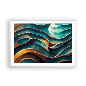 Plagát v bielom ráme - Meandre modrej - 70x50 cm