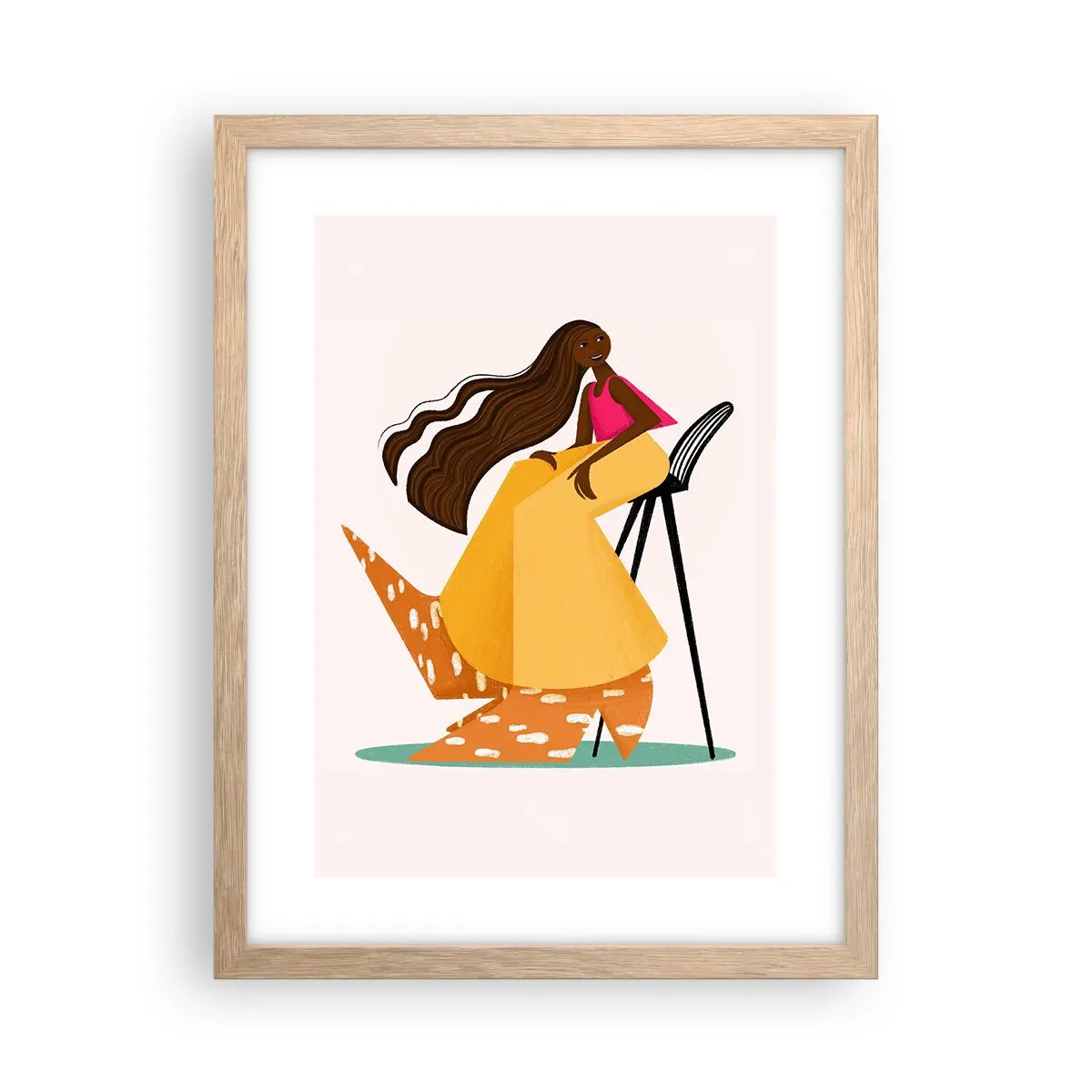 Plagát v ráme zo svetlého duba - Móda je tiež zábava - 30x40 cm