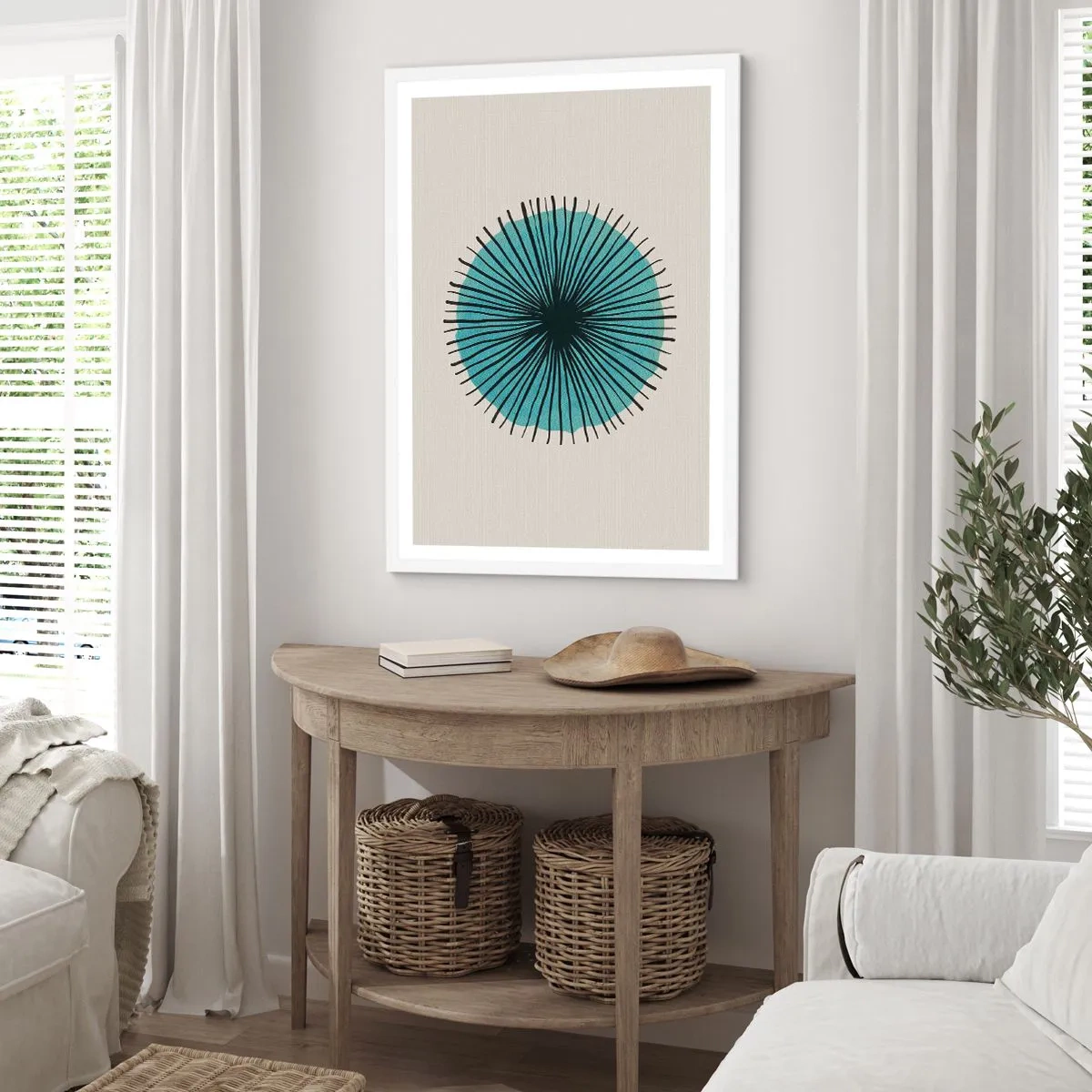 Plagát v bielom ráme - Žiariaca modrá - 70x100 cm