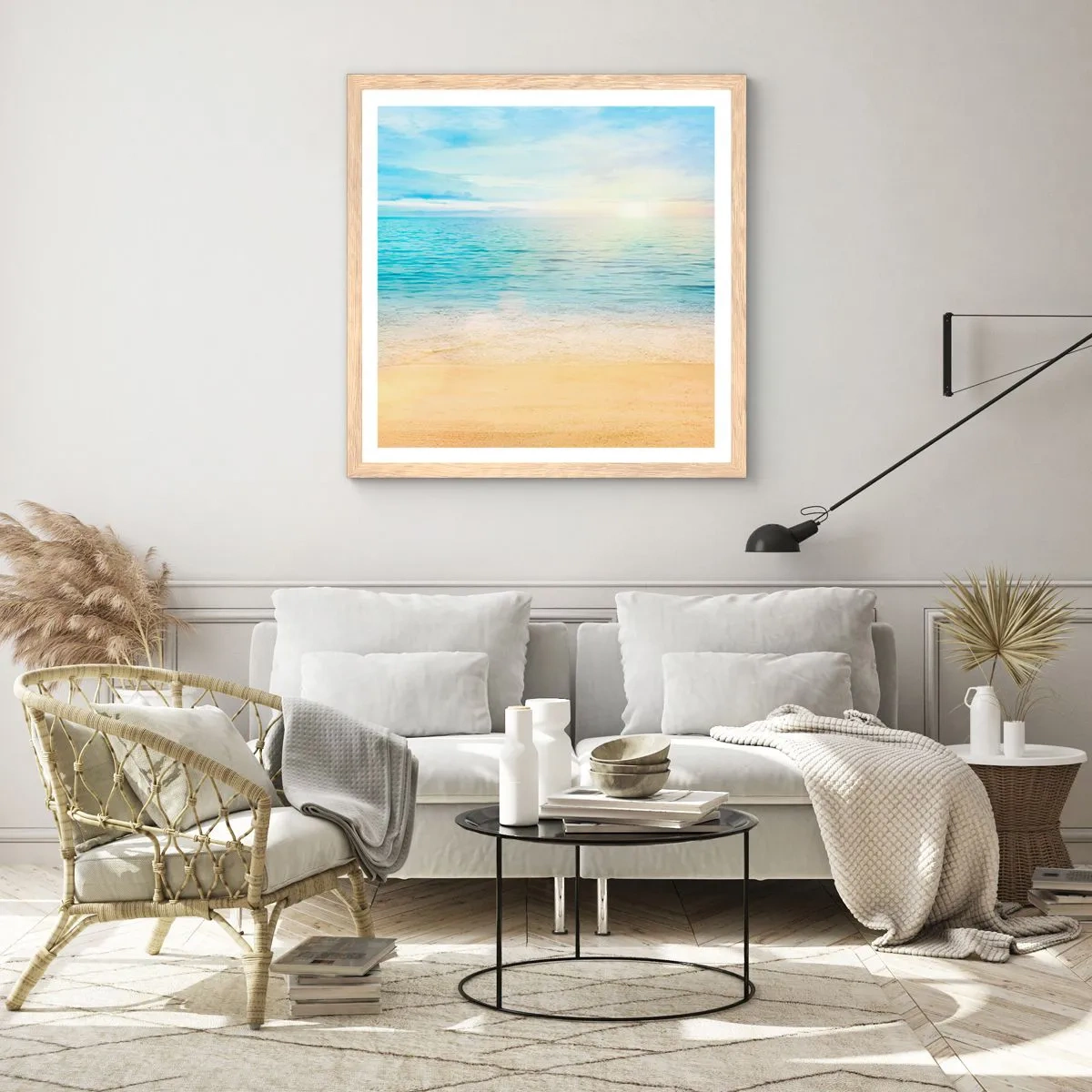 Plagát v ráme zo svetlého duba - Veľká modrá - 60x60 cm