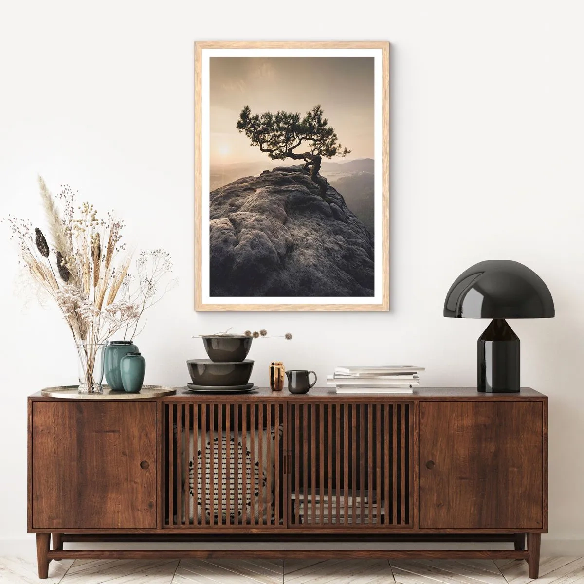 Plagát v ráme zo svetlého duba - Život vždy víťazí - 70x100 cm