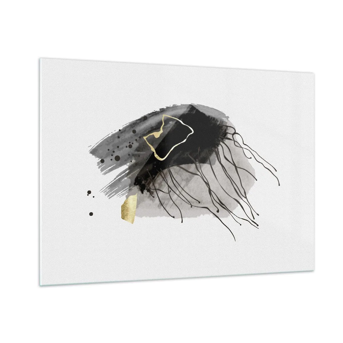 Obraz na skle - V čiernej a zlatej - 100x70 cm